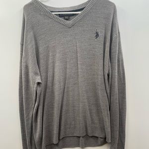U.S. Polo Assn. V-Neck Sweater Men’s Size 2XL, XXL Gray Long Sleeve Ralph Lauren